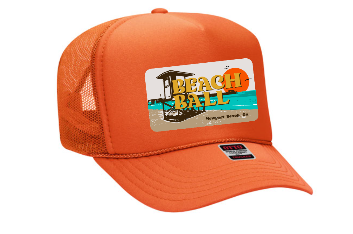 Orange Lifeguard Tower Trucker Hat